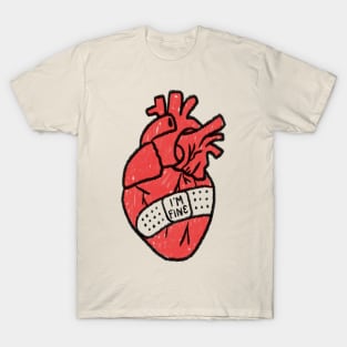 I'm Fine Broken Hearth With Plaster Sarcasm T-Shirt